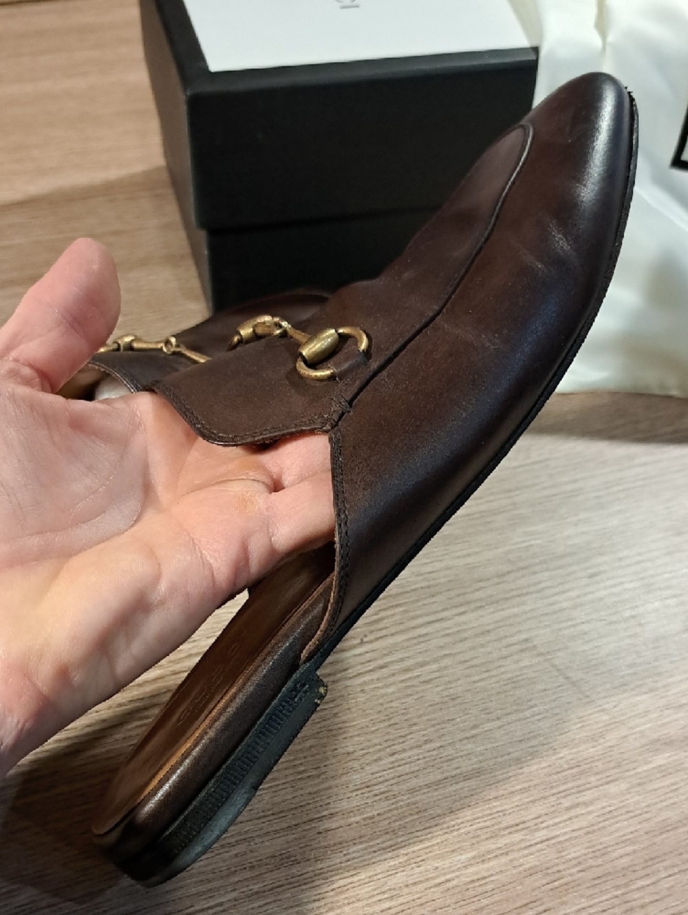 Gucci Brown Leather Pricetown Mules 38.5 US 8.5 With Box And Shoebags. - Picture 10 of 11